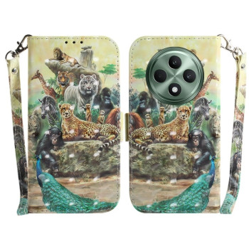 Чехол-книжка 3D Painting для OPPO Reno12 F/12 FS 5G - Zoo