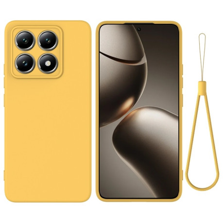 Силиконовый чехол Solid Color Liquid Silicone на Xiaomi 14T Pro - желтый