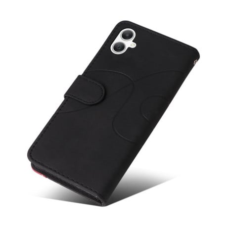 Чохол-книжка Dual-color Splicing Flip Leather на Samsung Galaxy A07 5G -чорно-червоний