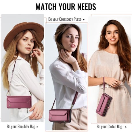 Чехол-книжка CaseMe C36 Card Slots Zipper Wallet RFID Anti-theft Leather для Google Pixel 9a - винно-красный