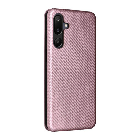 Чехол-книжка Carbon Fiber Texture на Samsung Galaxy M16 5G / F16 5G - розовый