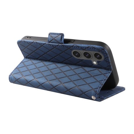 Чехол-книжка Dual-color Rhombic Lattice Leather для Samsung Galaxy S24 FE 5G - синий