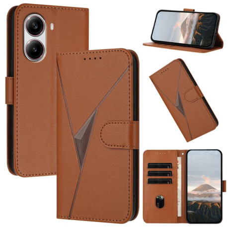 Чохол-книжка Triangle Pattern Buckle Clasp Leather на Xiaomi Poco X7 Pro - коричневий