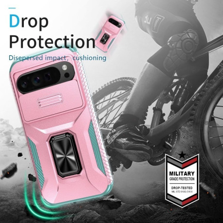 Протиударний чохол Sliding Camshield для Google Pixel 9 Pro XL - Pink + Grey Green