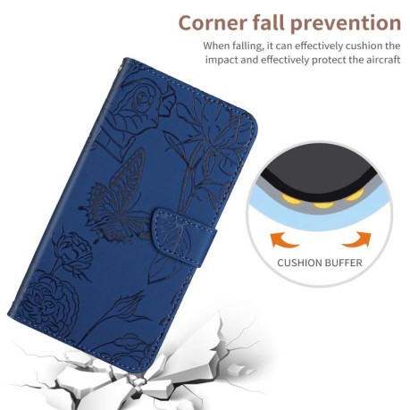 Чехол-книжка Embossed Butterfly для Samsung Galaxy M16 5G - синий