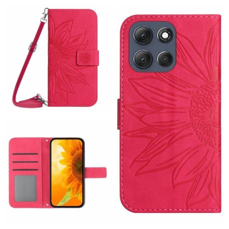Чехол-книжка Skin Feel Sun Flower для Motorola Moto G86 5G - пурпурно-красный