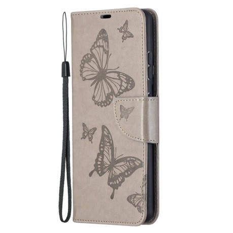 Чехол-книжка Butterflies Pattern на Samsung Galaxy S21 Ultra - серый