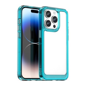 Противоударный чехол  Colorful Acrylic Series с цветной силиконовой боковиной на iPhone 15 Pro Max - синий