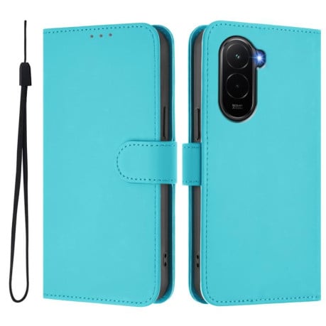 Чехол-книжка с мягким покрытием (Skin Feel) со шнурком на Xiaomi Poco M7 4G 169mm - синий