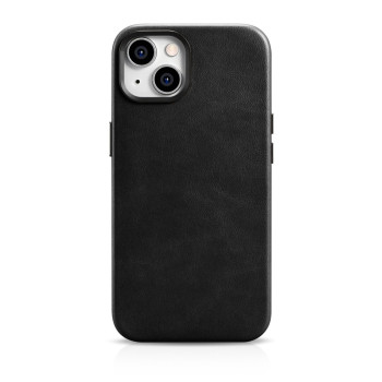 Кожаный чехол iCarer Leather Oil Wax (MagSafe) для iPhone 14 Plus - черный