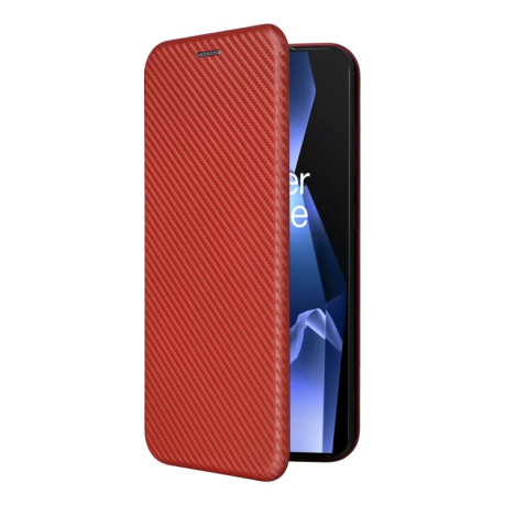 Чохол-книжка Carbon Fiber Texture на OnePlus 13R/Ace 5/Ace 5 Pro - коричневий