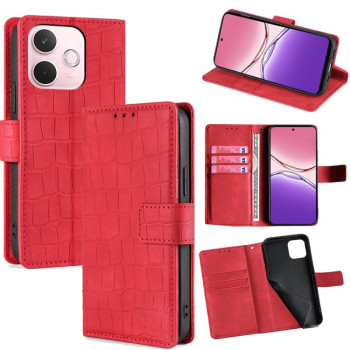 Чохол-книжка з м'яким покриттям (Skin Feel), фактура крокодил (Crocodile Texture) на OPPO A5 Pro 5G - червоний
