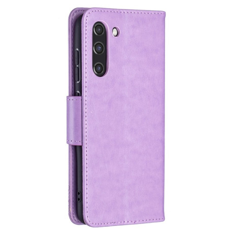 Чохол-книжка Butterflies Pattern Samsung Galaxy S21 FE - фіолетовий