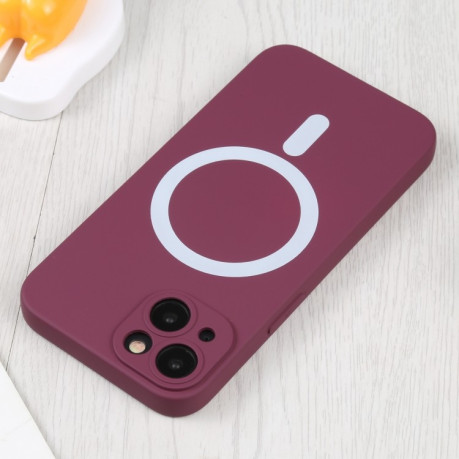 Протиударний чохол Liquid Silicone Full (Magsafe) для iPhone 15 – винно-червоний