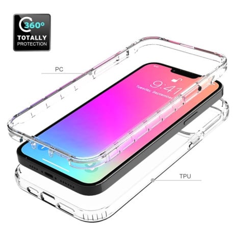 Противоударный чехол Two-color Gradual Change для iPhone 13 Pro Max - прозрачный
