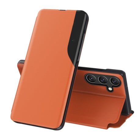 Чехол-книжка Clear View Standing Cover на Samsung Galaxy M55 - оранжевый