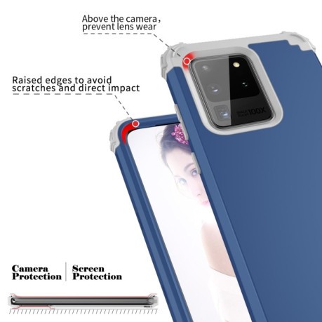Противоударный чехол Three-piece Anti-drop на  Samsung Galaxy S20 Ultra - синий
