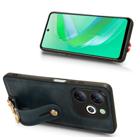 Противоударный чехол Wristband Leather Back для Infinix Smart 8 - синий
