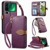 Чехол-книжка Leaf Buckle Zipper Wallet Leather with Strap на молнии с ремешком для Xiaomi 17 Pro Max — фиолетовый