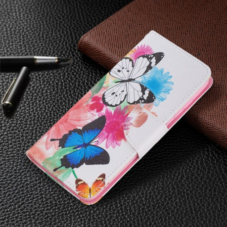 Чехол-книжка Colored Drawing Series на Samsung Galaxy S21 FE - Butterflies