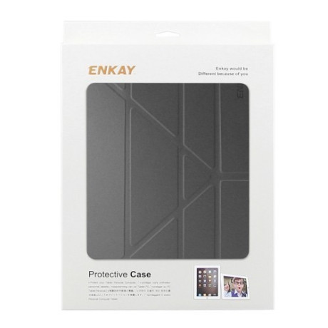 Кожаный Чехол ENKAY Lambskin Texture + Silicone Sleep Function черный для iPad  Air 2019/Pro 10.5