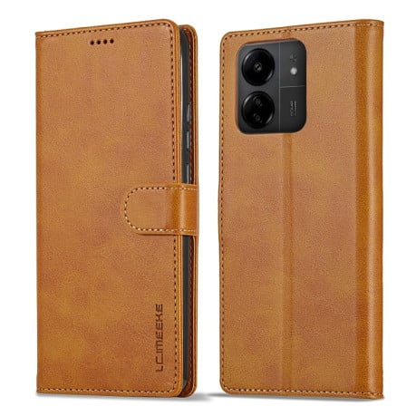 Чехол книжка LCIMEEKE Calf Texture на Xiaomi 14T - коричневый