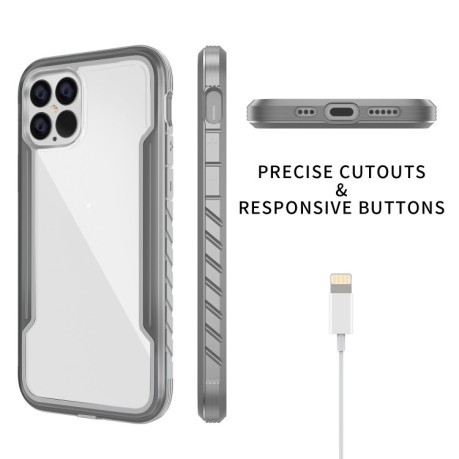 Противоударный металлический чехол Armor Metal Clear на iPhone 12 Mini - серый