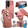 Чехол-книжка CaseNeo MagSafe RFID Anti-theft Zipper Wallet Retro Leather на Samsung Galaxy S26 5G — розовый