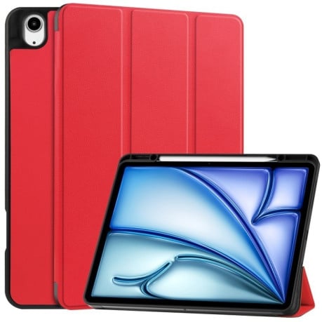 Чехол-книжка Custer Pattern Pure Color 3-Fold Holder на iPad Air 13 2024 - красный