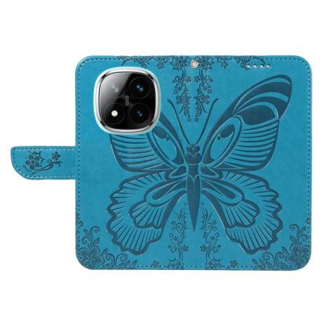 Чохол-книжка Swallowtail Butterfly Embossed Leather для Xiaomi Redmi Note 14 Pro / 14 Pro+ 5G - синій