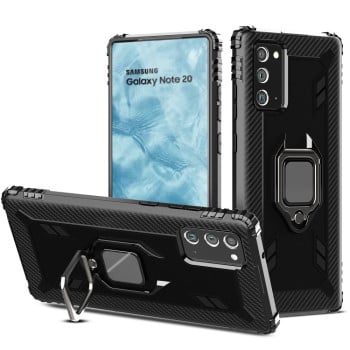Протиударний чохол Carbon Fiber Rotating Ring Samsung Galaxy Note 20 - чорний