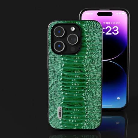 Шкіряний Чохол ABEEL Genuine Leather Weilai Series для iPhone 15 Pro Max - зелений
