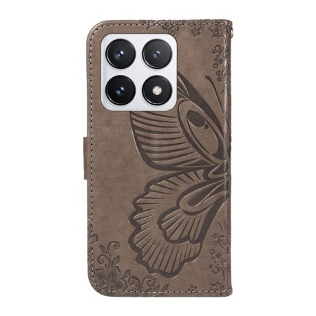 Чохол-книжка Swallowtail Butterfly Embossed Leather для Xiaomi 14T Pro - сірий