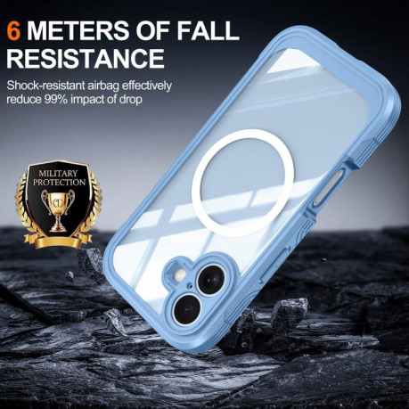 Двосторонний противоударный чехол Life Waterproof MagSafe Magnetic Rugged для iPhone 17 - голубой