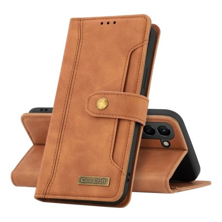 Чехол-книжка Copper Buckle Craft для Samsung Galaxy S22 Plus 5G - коричневый