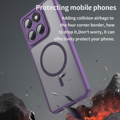 Противоударный чехол Fan Dun Series TPU Hybrid PC Frosted Magsafe для Motorola Edge 60 - фіолетовий