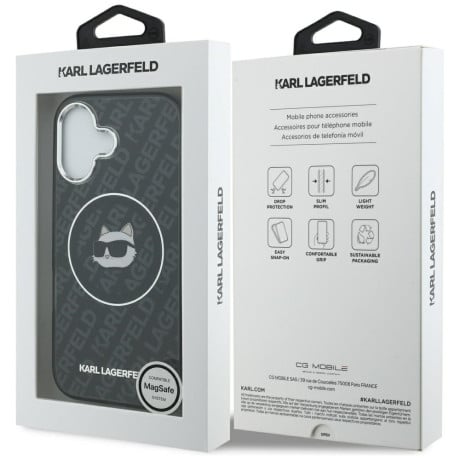Оригинальный чехол Karl Lagerfeld IML Choupette Head Logo с MagSafe на iPhone 17 - Black