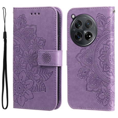 Чохол-книжка 7-petal Flowers Embossing для OnePlus 12R - фіолетовий