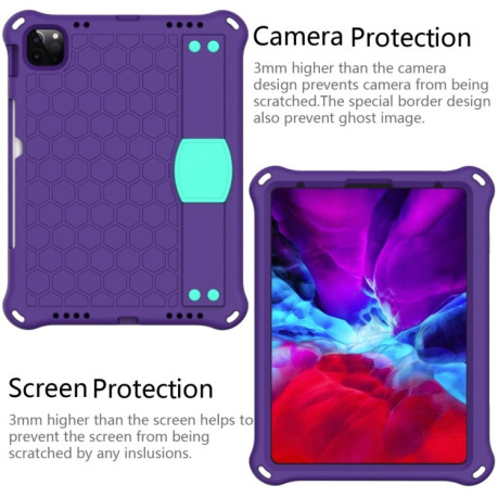 Противоударный чехол Honeycomb Design на iPad 10.9 2022 - фиолетово-зеленый