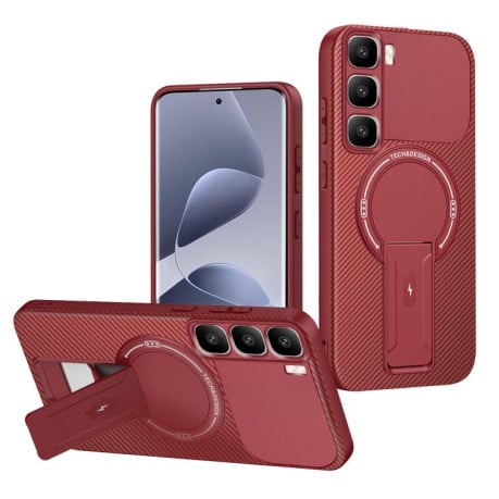 Противоударный чехол Carbon Fiber Texture (MagSafe) на Infinix Hot 60 Pro+ 4G - красный