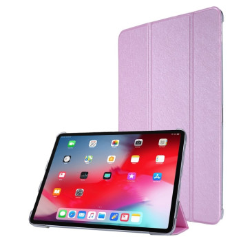 Чехол-книжка Silk Texture Three-fold на iPad Pro 12.9 (2021/2020) - розовый