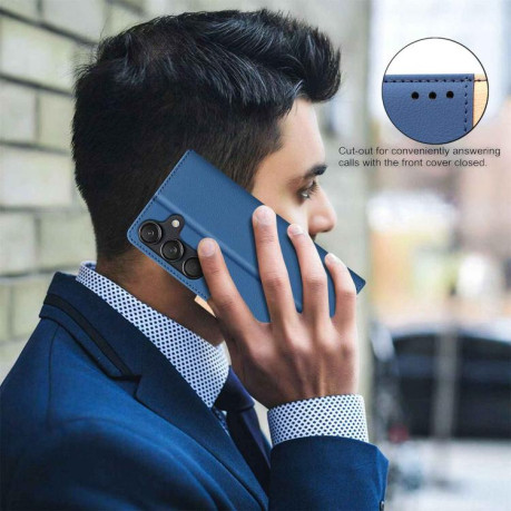 Чохол-книжка Color Matching RFID Anti-theft Leather на Samsung Galaxy M16 5G / F16 5G - синій