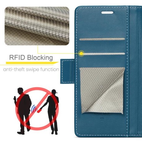 Чехол-книжка CaseMe 023 Butterfly Buckle Litchi Texture RFID Anti-theft Leather для Samsung Galaxy Fold 7 - синий