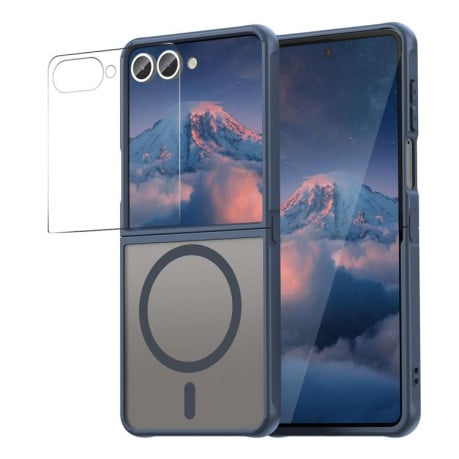 Чохол ENKAY Hat-Prince з MagSafe матовий+скло на Samsung Galaxy Flip 7 - синій