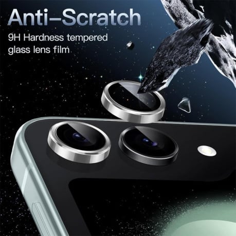 Защитное стекло на камеру ENKAY Aluminium для Samsung Galaxy  Flip 6 - серебристое