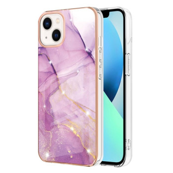 Противоударный чехол Electroplating IMD для iPhone 15 Plus - фиолетовый