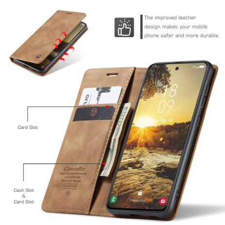 Чохол-книжка CaseMe-013 Multifunctional для Samsung Galaxy S24 FE 5G - коричневий