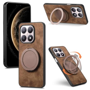 Чохол Retro Leather Rotation Round Holder з поворотним круглим тримачем для Xiaomi 15T — коричневий