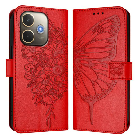 Чехол-книжка Embossed Butterfly для OPPO A5 Pro 5G Global - красный