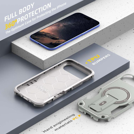 Противоударный чехол Armor Magsafe Holder PC Hybrid TPU для iPhone Air - серый
